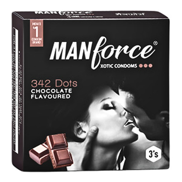 Manforce 342 Dots Xotic Chocolate Flavour Condoms, (3 pieces)