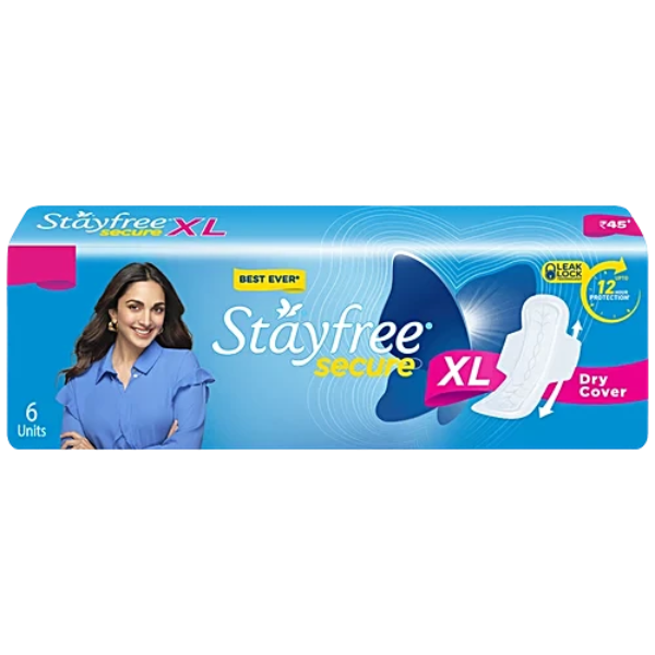 Stayfree Secure Dry Cover Regular - XL, 6 Units