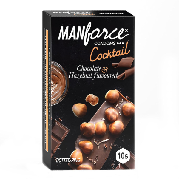 Manforce Cocktail Chocolate & Hazelnut Dotted & Flavoured Condoms For Men 10 Pieces