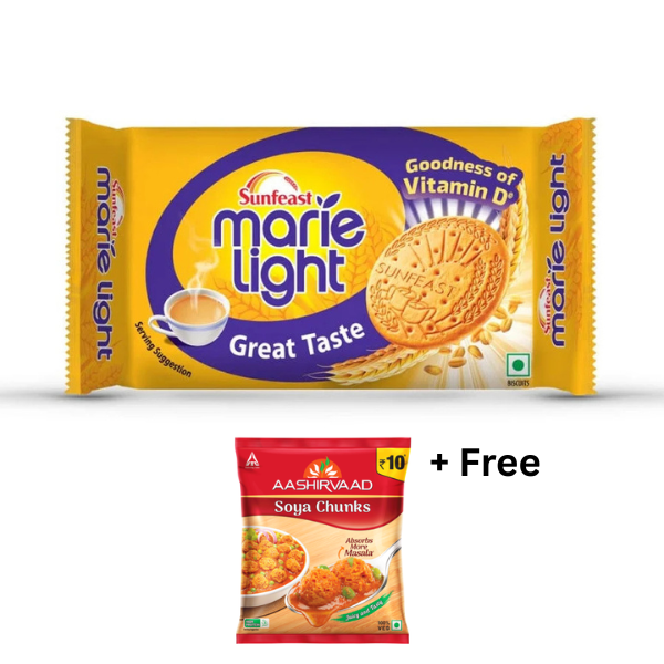 Sunfeast Marie Light - Great Taste Marie Biscuits 260 g + Free Soya Chunks 40 g
